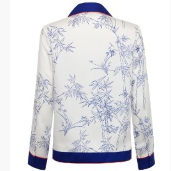SHANGHAI TANG Loungewear Luxe Shirt with Porcelain Bamboo Print SIZE L - Picture 5 of 5